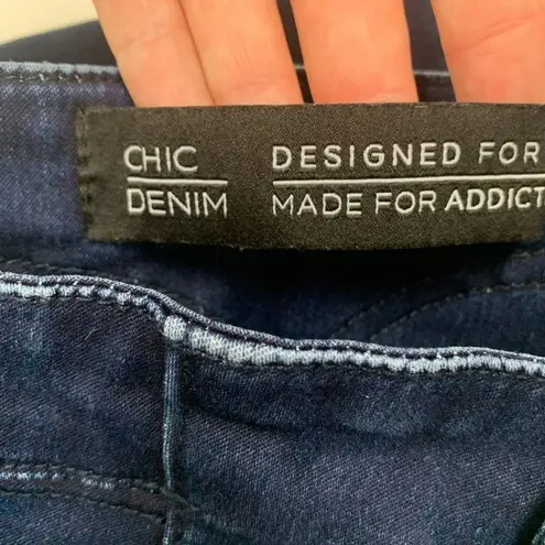 Chic Denim Womens Jeans Blue Size 14S Asha Corset Skinny Button Fly Distressed