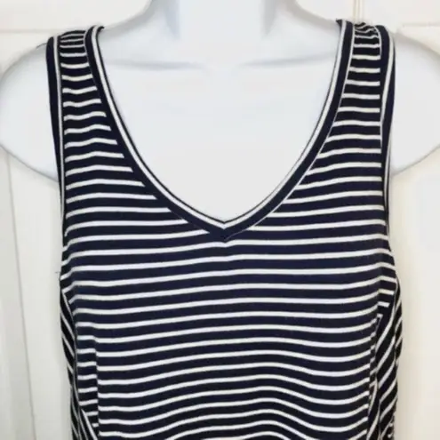 Modcloth  Stripe Ruffle Tank Top In Every Direction Knit Navy Blue Cream White S