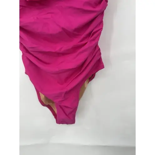 J. Crew Ruched Ruffle One Piece Swimsuit women 6 Pink Fuchsia Resortwear NEW