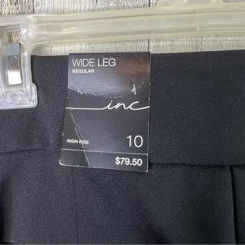 INC International Concepts Size 10 Wide Leg High Rise Dress Pants Faux Pockets Black