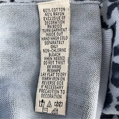 Quacker Factory Quaker Factory Blue Leopard Print Rhinestones Beaded Cardigan Women’s Size L - Image 8