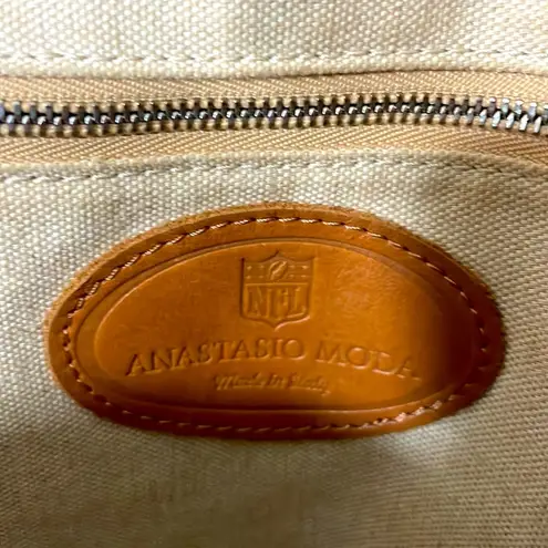 Moda Anastasia NFL Chargers Logo Blue With Brown Leather Annabella Satchel