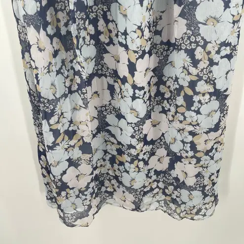 Joie  Margot Dress SZ 4 NWT 100% Silk Nightshadow Blue Sample Chiffon Midi Floral