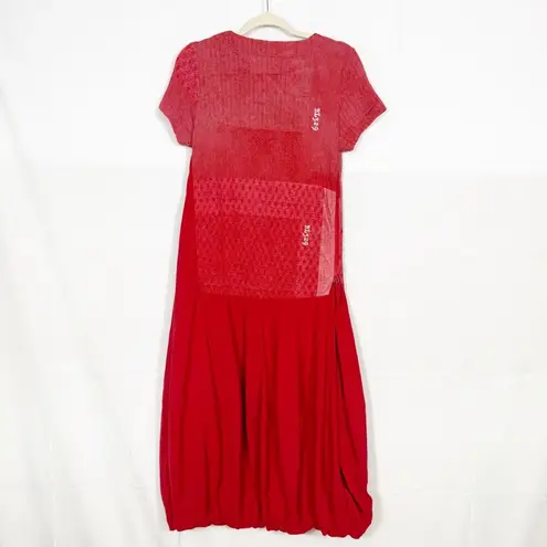 Rundholz Black Label Bubble Balloon Midi Dress In Red Chili Print Lagenlook