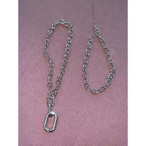 Amber Sceats Large Chain Layered Necklace in Silver Womens Chunky 2 pieces