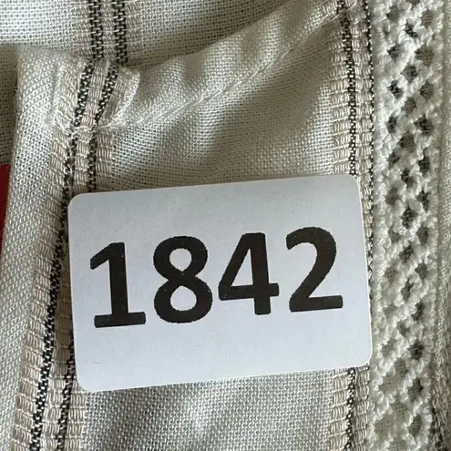 NWT Fever 3/4 Sleeve Blouse, Tan/Ivory Stripes Lace Bohemian Gypsy Sz M #1842 White Size M