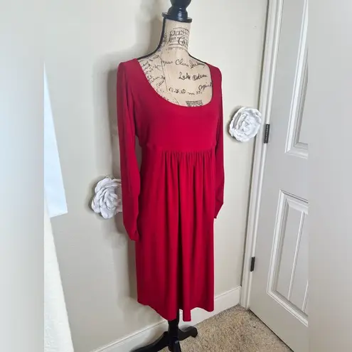 Norma Kamali Long Sleeve Red Empire Waist Babydoll Style Dress Size XL