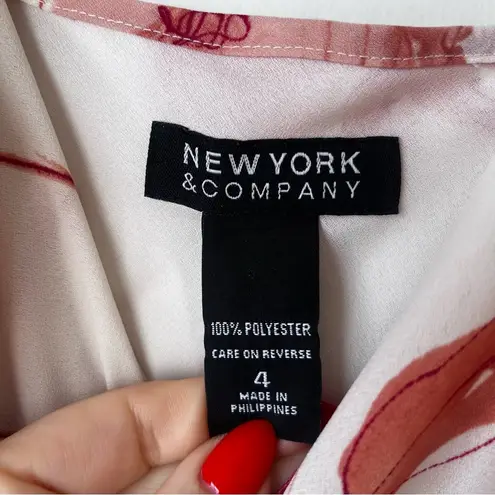 New York And Company Vintage 00s Y2K Off White Red Floral Midi Dress 4