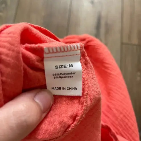 Coral Gauze Fabric High Waisted Shorts | Faux Button Placket | EUC | Size M Pink Size M