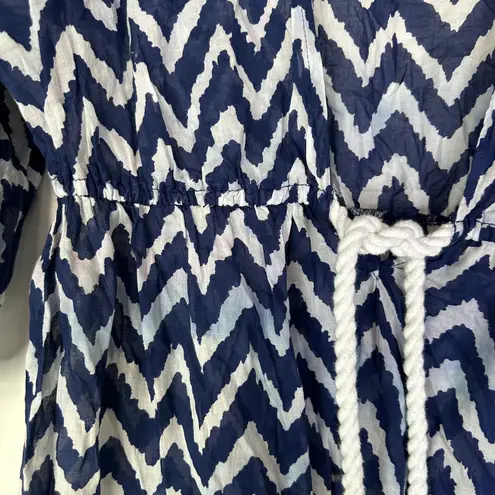 Milly Cabana Blue And White Chevron Zigzag Swimsuit coverup Size Medium