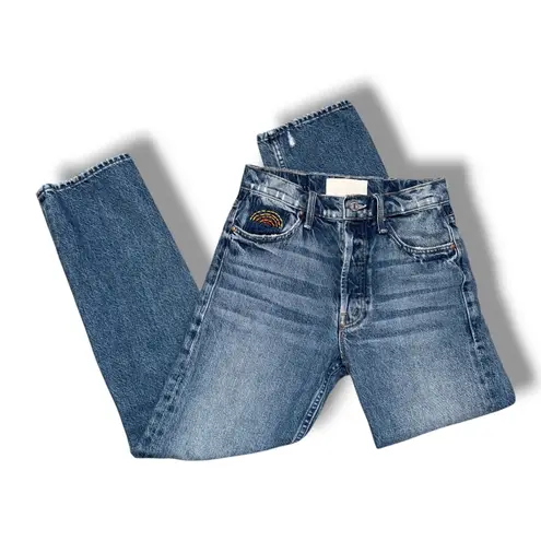 Mother Superior Tomcat Rainbow Pocket Distressed High Rise Jeans Blue Size 26