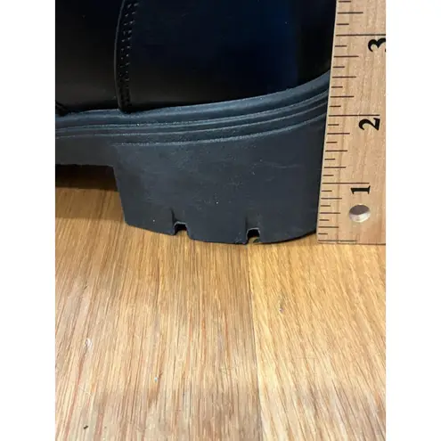 Black Combat Boots Womens Size 10 Chunky Heel Lace Up All Man Made Materials