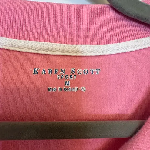 Karen Scott Sport Pink Polo Shirt M Y2K Retro Preppy Casual Golf Top