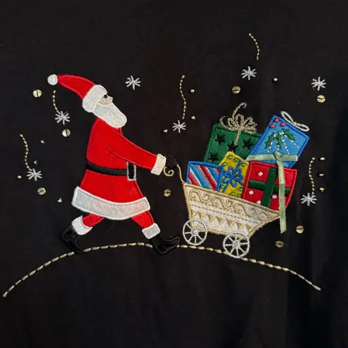 Reference Point VTG Christmas Embroidered Top Women’s L Whimsical Grandmacore