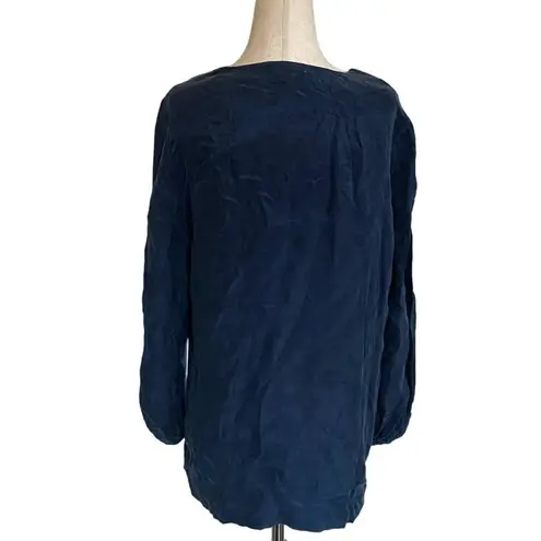 Young Fabulous and Broke  Blue Silky Balloon Sleeve Blouse w/ Tie NWT SZ M