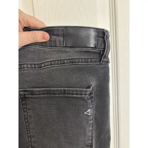 Hidden Black Bell Bottom Flare Leg Ruffle Fringe Denim Jeans Size 31 Grunge Goth