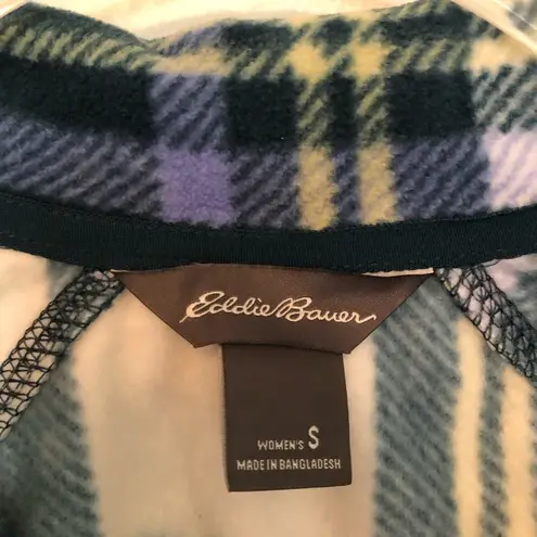 Eddie Bauer  Quest Fleece Sweatshirt Long Sleeve Quarter Zip Pear Plaid New Small