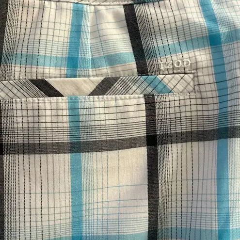 IZOD Women Sport Skirt Golf Tennis Plaid Blue White Black Size 6 Cool FX Stretch