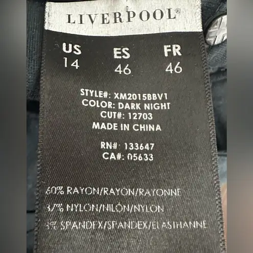 Liverpool Womens 14/32 Los Angeles Black/ Dk Green Stretch Skinny Jeggings Pants