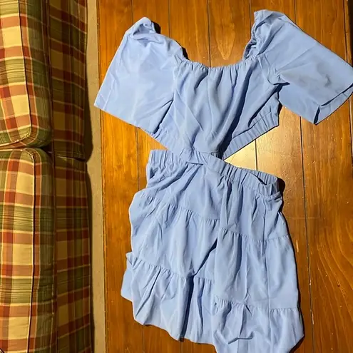 BTFBM Women Summer Dress Square Neck Short Sleeve Cutout Crossover Mini Dress Size XL