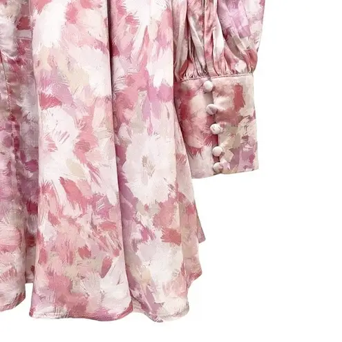 Bardot NWT Zelina Long Sleeve Mini Dress Corset Bodice Pink Floral Size 4 NEW