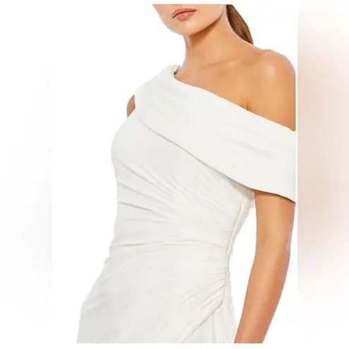 Mac Duggal IEENA FOR NWT White Foldover Off-the-Shoulder Slit Gown 6
