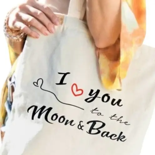 The Moon "I LOVE YOU TO & BACK" ECO FRIENDLY TOTE BAG 13.5X15
