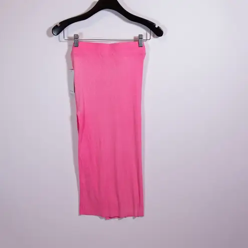 NEW Cotton Citizen Ribbed Sweater Knit Stretch Pull On Midi Skirt Solid Pink S