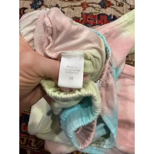 Clare V Tie Dye Jogger Sweatpants Pastel Rainbow Eyes Graphic XS LA Made Lounge Pink