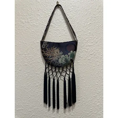 Vintage Chinese Brocade/Fringe Evening Bag Circa 60’s Black