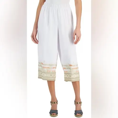 JM Collection Petite Dyed-Hem Wide-Leg Capri Pants