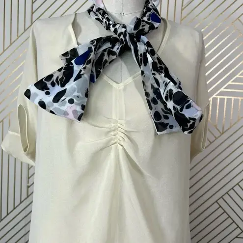 Just Cavalli Ivory See Through Scarf Decorated Blouse Top Size 42 / US 6