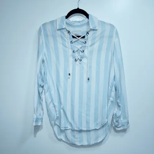 Rails  Anthropologie Blue Block Stripe Uli Lace Up Pullover Shirt Size Small - Image 2