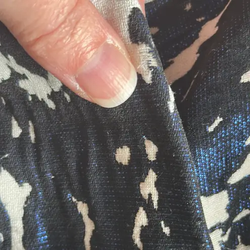 Rickie Freeman for Teri Jon Blue and White Patterned Midi Dress Size 10