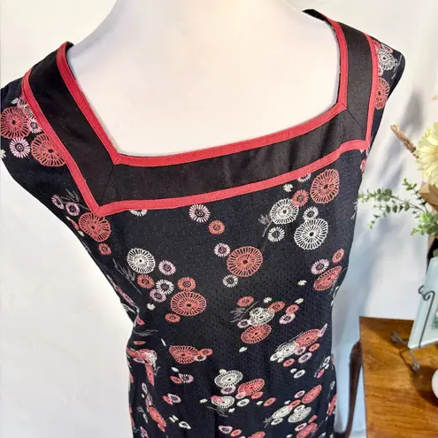 Vintage Sarah Elizabeth Floral Maxi Dress Square Neck Made in India Sz 18 💛 Black