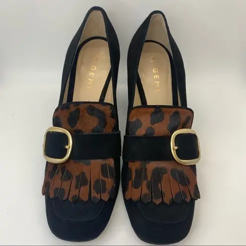 M. Gemi Lettura Block Heel Fringe Loafer Black Size 7
