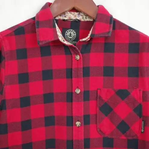Ladies' Buffalo Plaid Flannel Button Down Shirt Red Size M