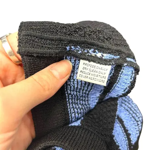 St. John Collection Santana Knit Black Blue Stripe Cardigan Sweater Size 4