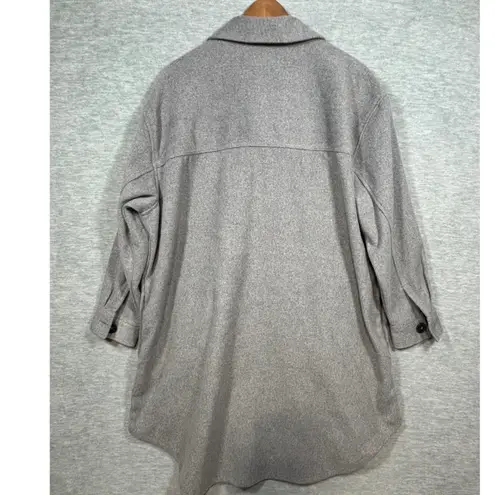 Falls Creek Womens 2X Shirt Jacket Gray Longline Button Down Shacket Top
