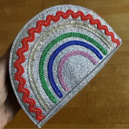 Silver Glitter Rainbow Zip Purse