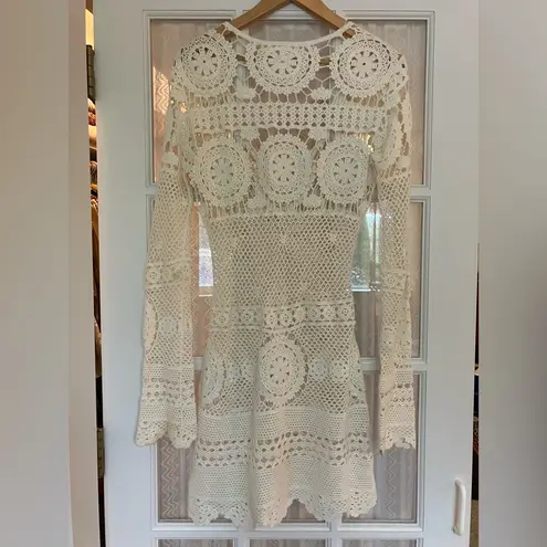 Rat & Boa White Crochet Resortwear Dress Medium