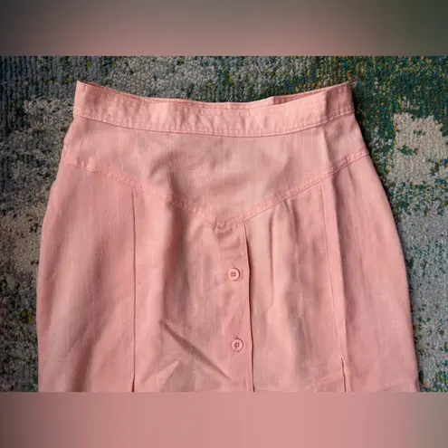 Vintage Together! button back high waist coral maxi skirt, size 10 Orange