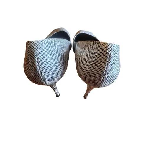 Giuseppe Zanotti Peep Toe Heels Snakeskin Stiletto Black White Shoes Size 38.5