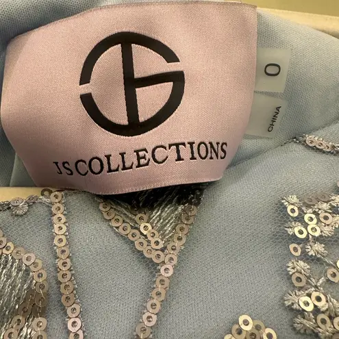 JS Collections Julia Sequin Column Gown – Light Blue Cap Sleeve | Size 0 NWT