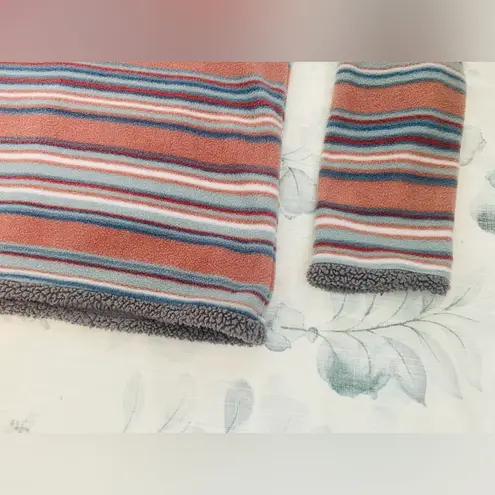 North River Outfitters Women's 1/4 Zip Sweater Striped Sherpa Hem Lined Medium Pink