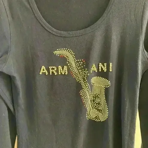 Emporio Armani Emporio Armani Navy Blue Long Sleeve Studded Crewneck Large