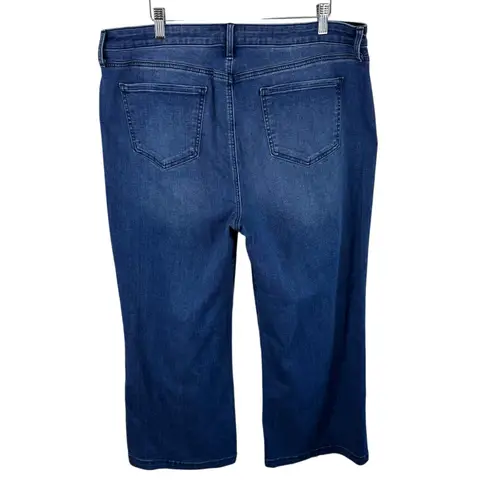NYDJ Medium Wash Teresa Wide Leg Cropped High Rise Lift Tuck Jeans Size 14