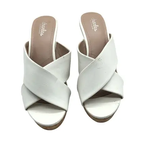 Charles by Charles David Womens Cork Wedge Sandal Faux Leather Slide White 10