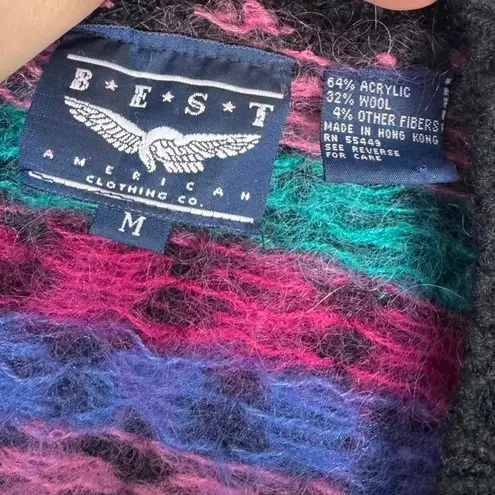 American Vintage Vintage Bold Whimsical Cardigan Wool Blend 80s Retro Bold Colorful Indie Sleeze