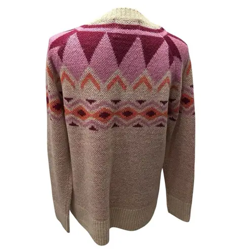 Savanna Jane Nordic Fair Isle Sweater Pastel Colorful Crew Neck Geometric Size S